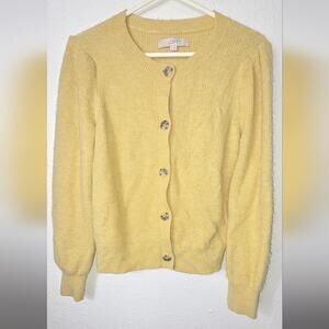 LOFT Women's Yellow Cardigan Sweater Size M